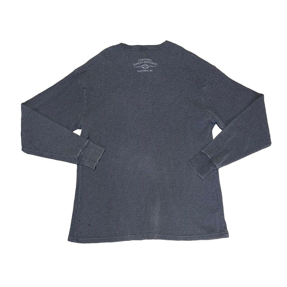 Vintage Harley Davidson Waffle Knit Thermal Long Sleeve Henley Shirt Sz XL - Picture 7 of 8